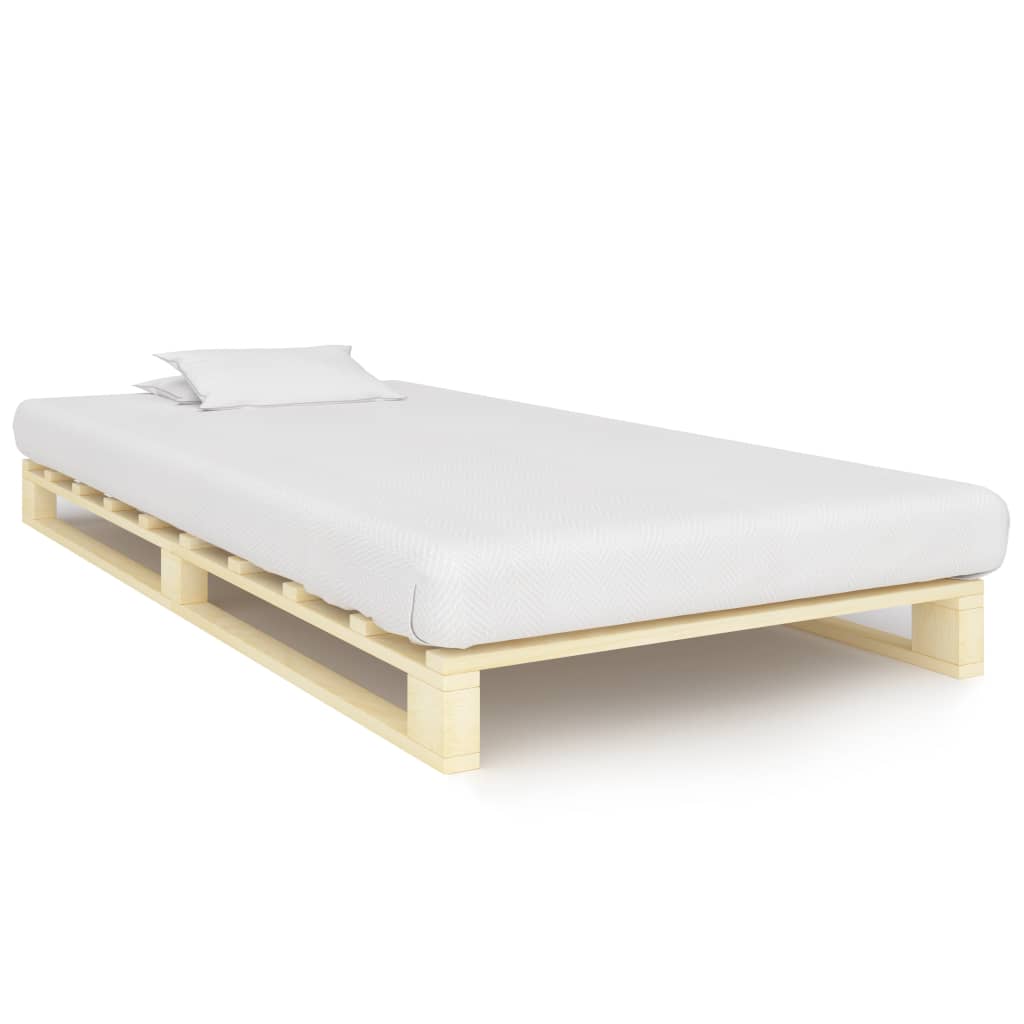 Bedframe Pallet Massief Grenenhout 90 x 200 cm Houtkleur