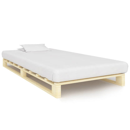 Bedframe Pallet Massief Grenenhout 90 x 200 cm Houtkleur