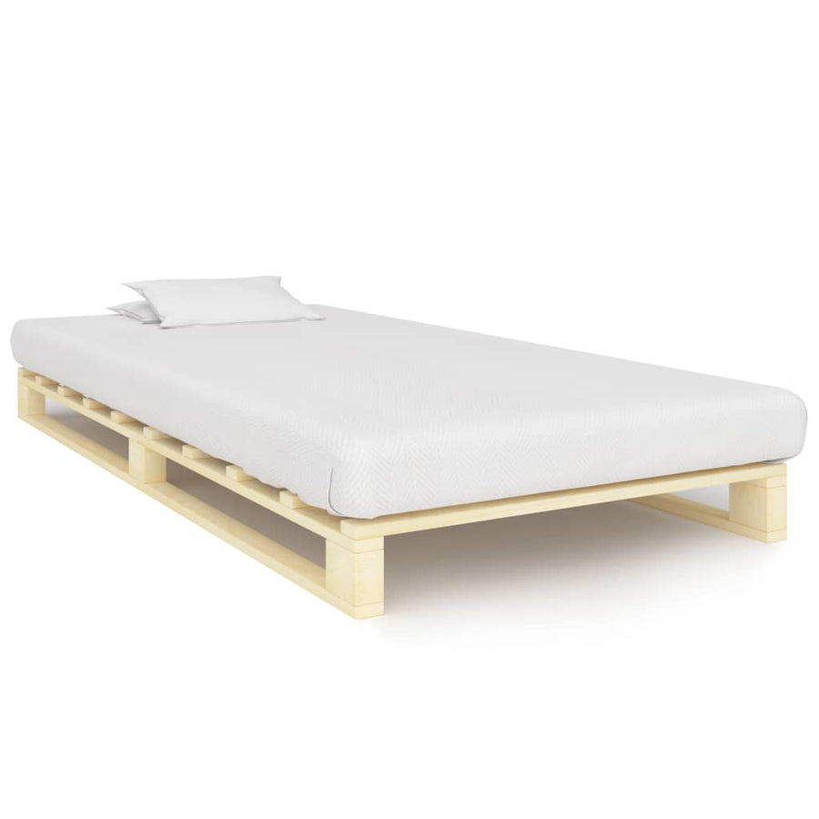 Bedframe Pallet Massief Grenenhout 90 x 200 cm Houtkleur