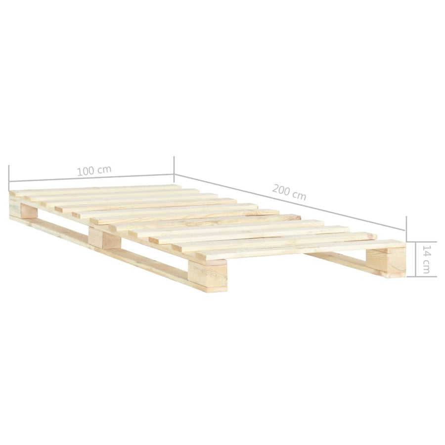 Bedframe Pallet Massief Grenenhout 100 x 200 cm Houtkleur
