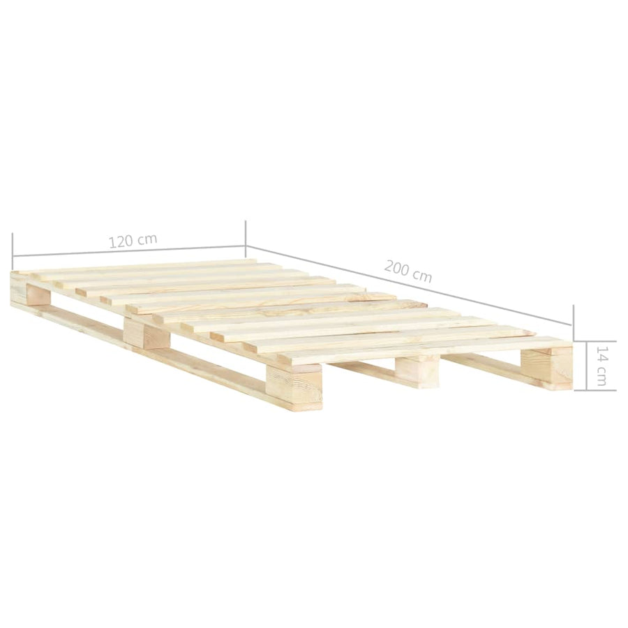 Bedframe Pallet Massief Grenenhout 120 x 200 cm Houtkleur
