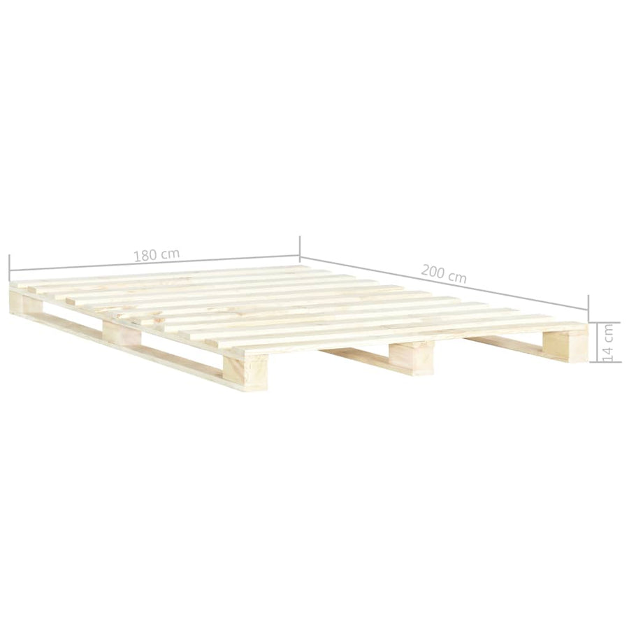 Bedframe Pallet Massief Grenenhout 180 x 200 cm Houtkleur