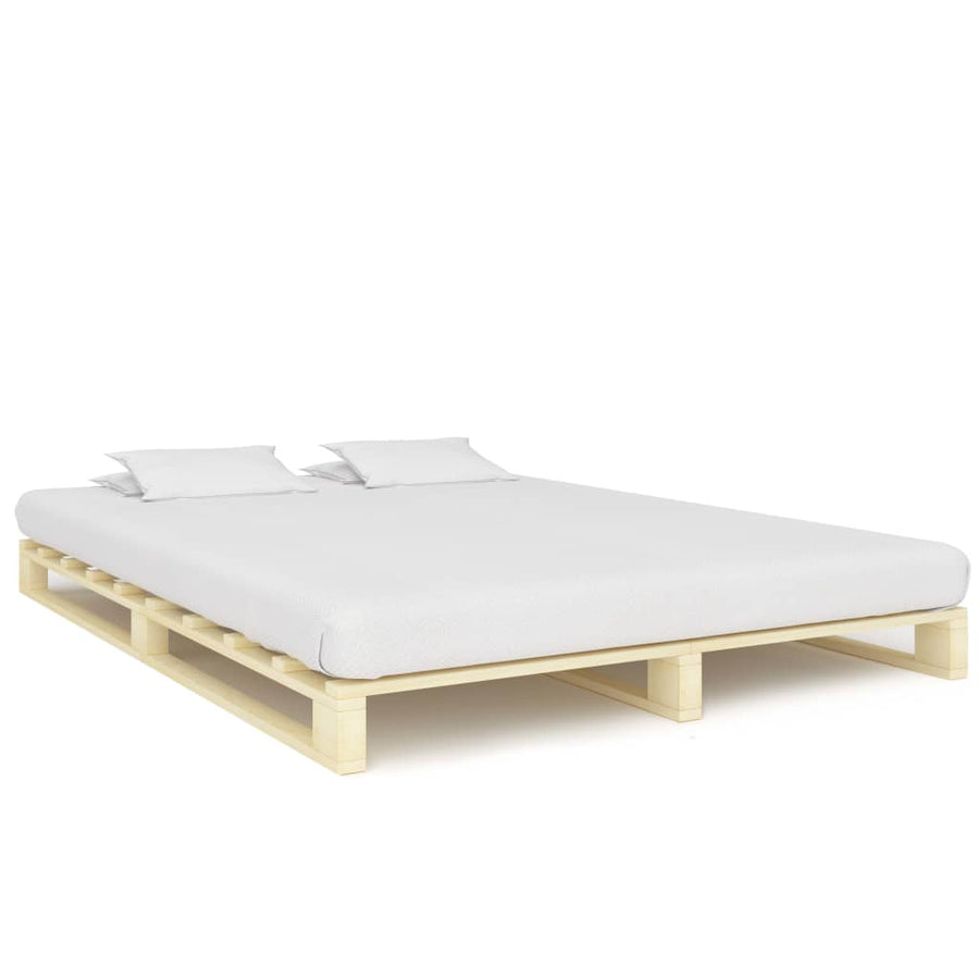 Bedframe Pallet Massief Grenenhout 200 x 200 cm Houtkleur