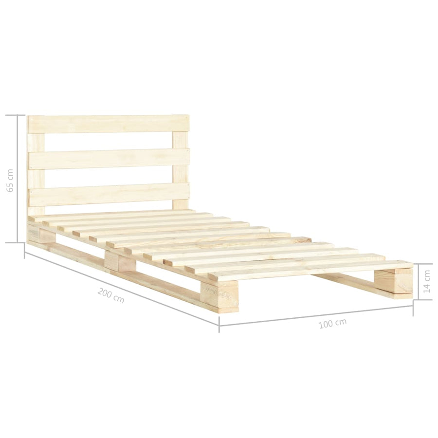 Bedframe Pallet Massief Grenenhout 100 x 200 cm
