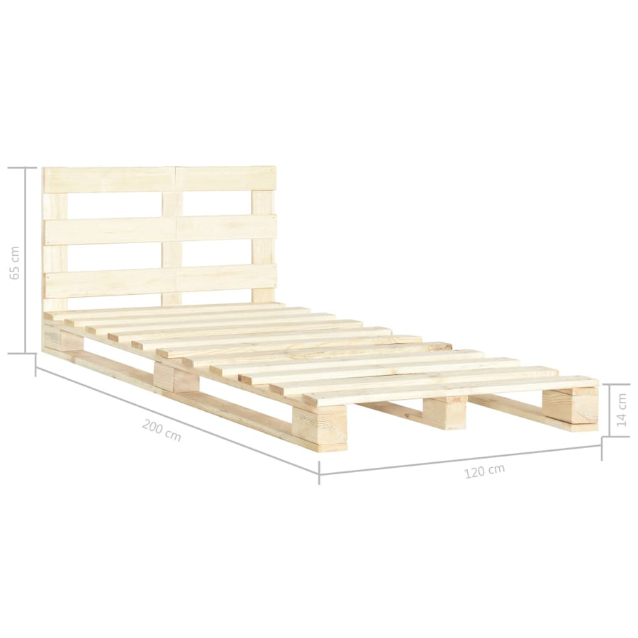 Bedframe Pallet Massief Grenenhout 120 x 200 cm
