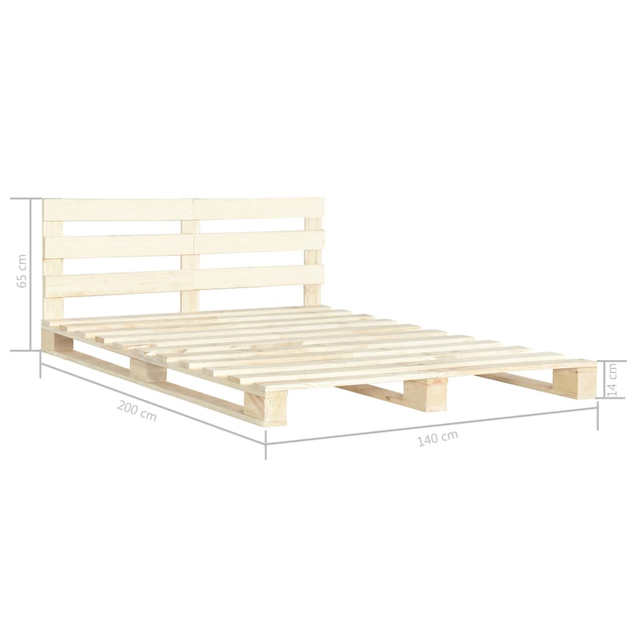 Bedframe Pallet Massief Grenenhout 140 x 200 cm
