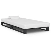 Bedframe pallet massief grenenhout grijs 90x200 cm