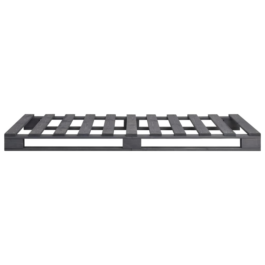 Bedframe Pallet Massief Grenenhout 90 x 200 cm Grijs