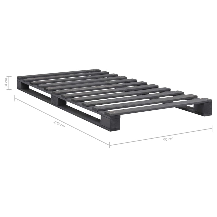 Bedframe Pallet Massief Grenenhout 90 x 200 cm Grijs