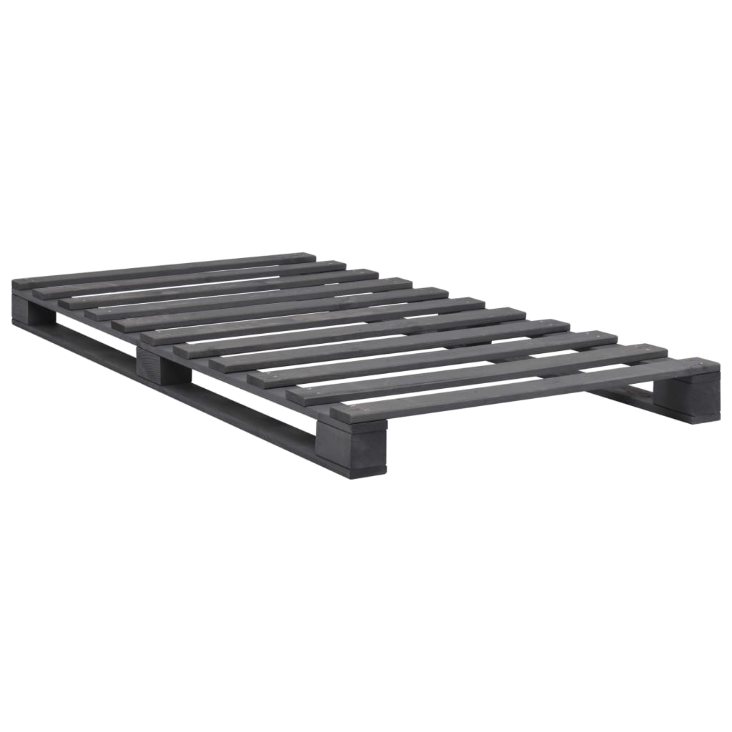 Bedframe Pallet Massief Grenenhout 100 x 200 cm Grijs