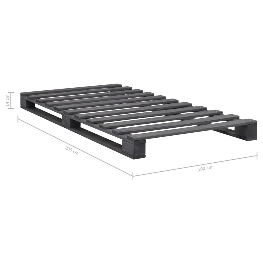 Bedframe Pallet Massief Grenenhout 100 x 200 cm Grijs