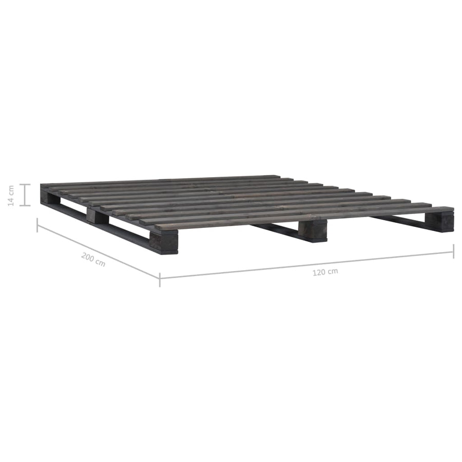 Bedframe Pallet Massief Grenenhout 120 x 200 cm Grijs