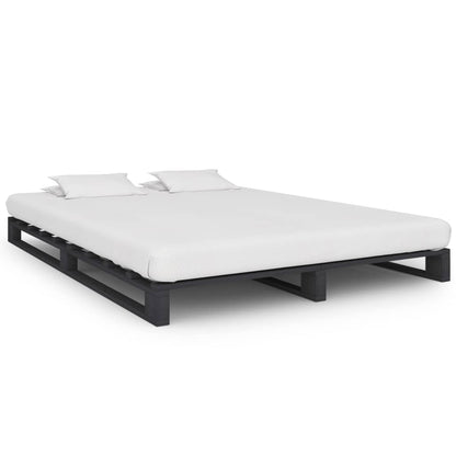Bedframe Pallet Massief Grenenhout 120 x 200 cm Grijs
