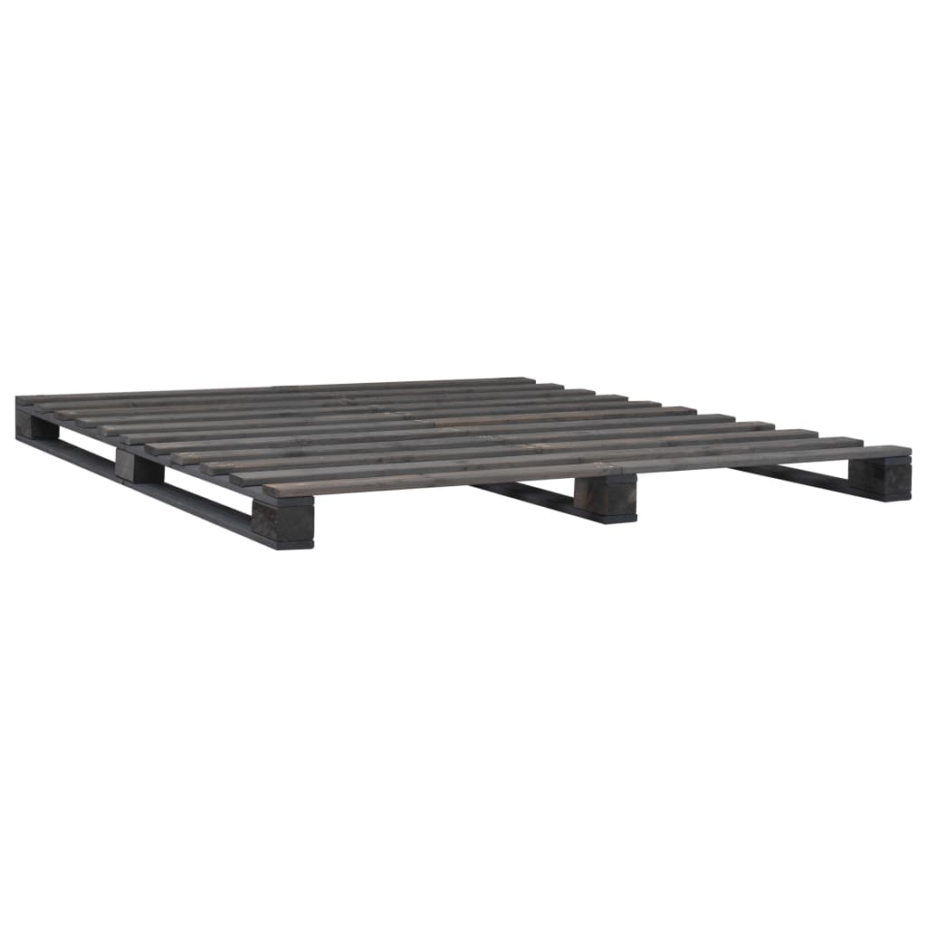 Bedframe Pallet Massief Grenenhout 140 x 200 cm Grijs