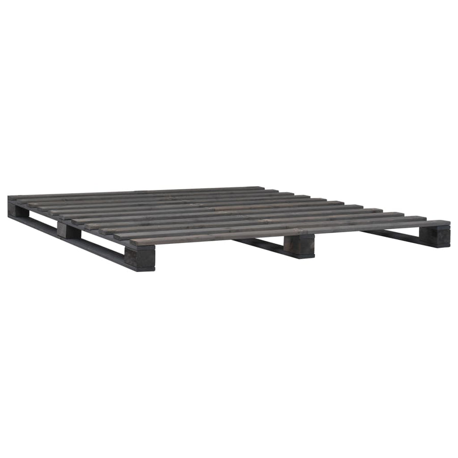 Bedframe Pallet Massief Grenenhout 140 x 200 cm Grijs