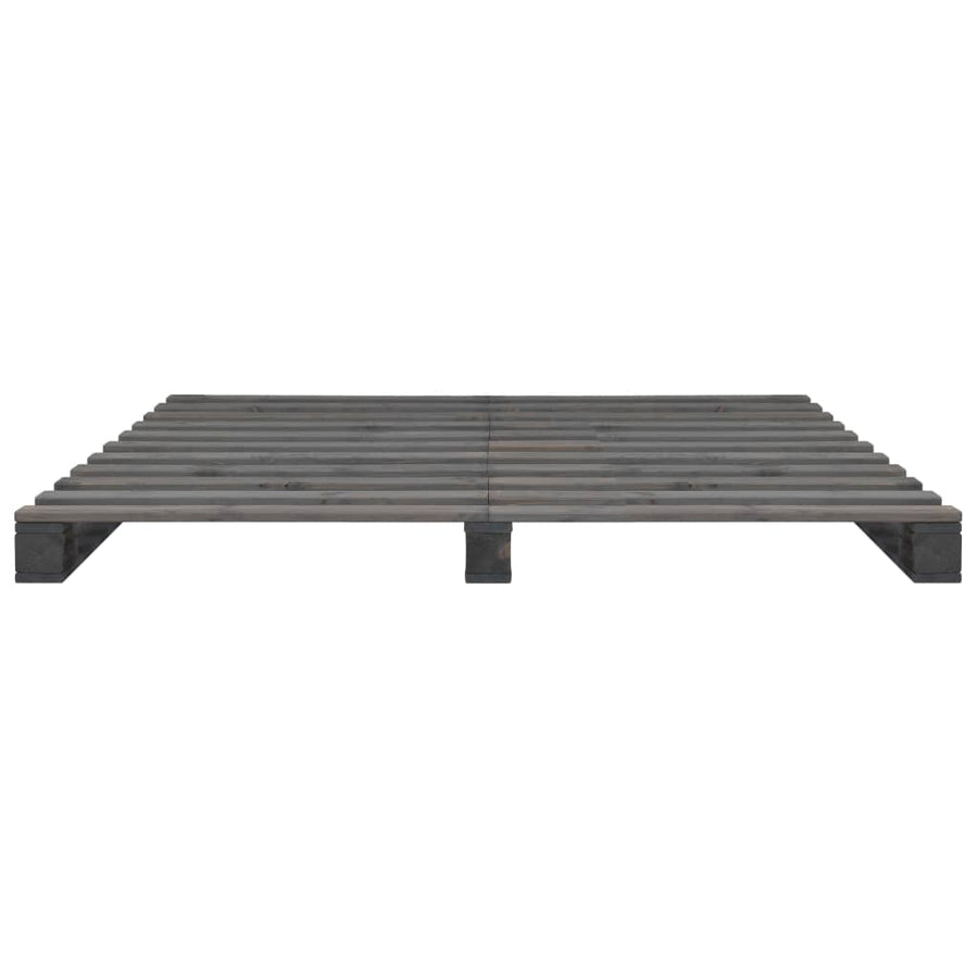 Bedframe Pallet Massief Grenenhout 140 x 200 cm Grijs