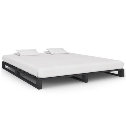 Bedframe Pallet Massief Grenenhout 180 x 200 cm Grijs