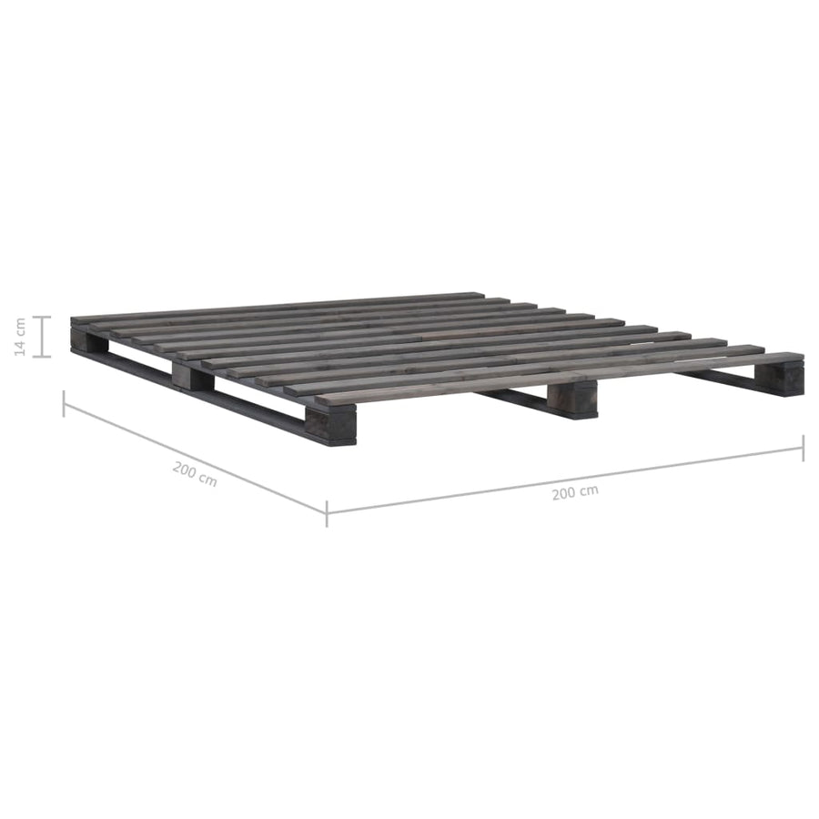 Bedframe Pallet Massief Grenenhout 200 x 200 cm Grijs