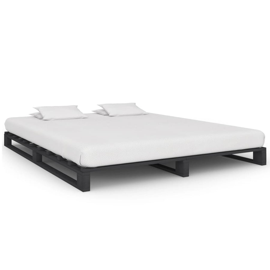 Bedframe Pallet Massief Grenenhout 200 x 200 cm Grijs