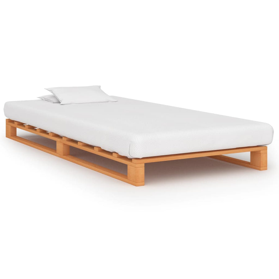 Bedframe Pallet Massief Grenenhout 90 x 200 cm Bruin
