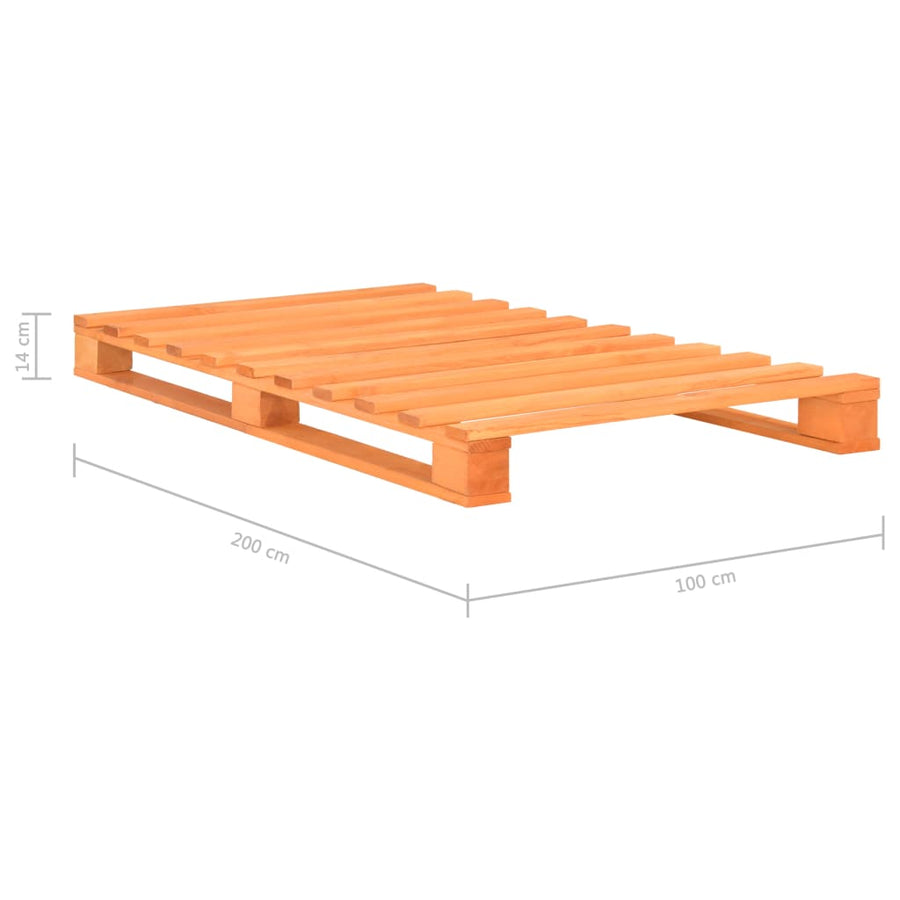 Bedframe Pallet Massief Grenenhout 100 x 200 cm Bruin