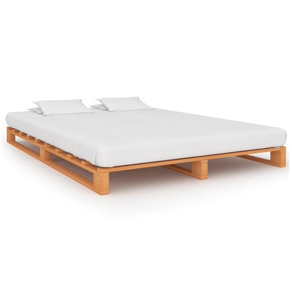 Bedframe Pallet Massief Grenenhout 140 x 200 cm Bruin