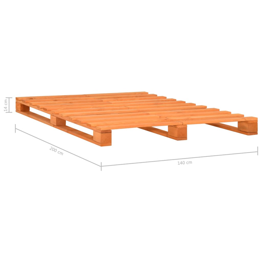 Bedframe Pallet Massief Grenenhout 140 x 200 cm Bruin