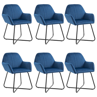 Eetkamerstoelen 6 St Fluweel Blauw