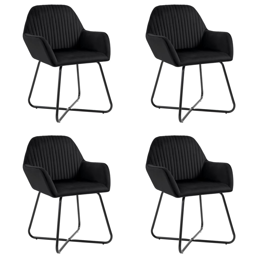 Eetkamerstoelen Fluweel 4 Zwart