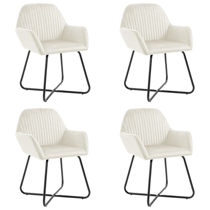 Eetkamerstoelen 4 St Fluweel Crèmekleurig
