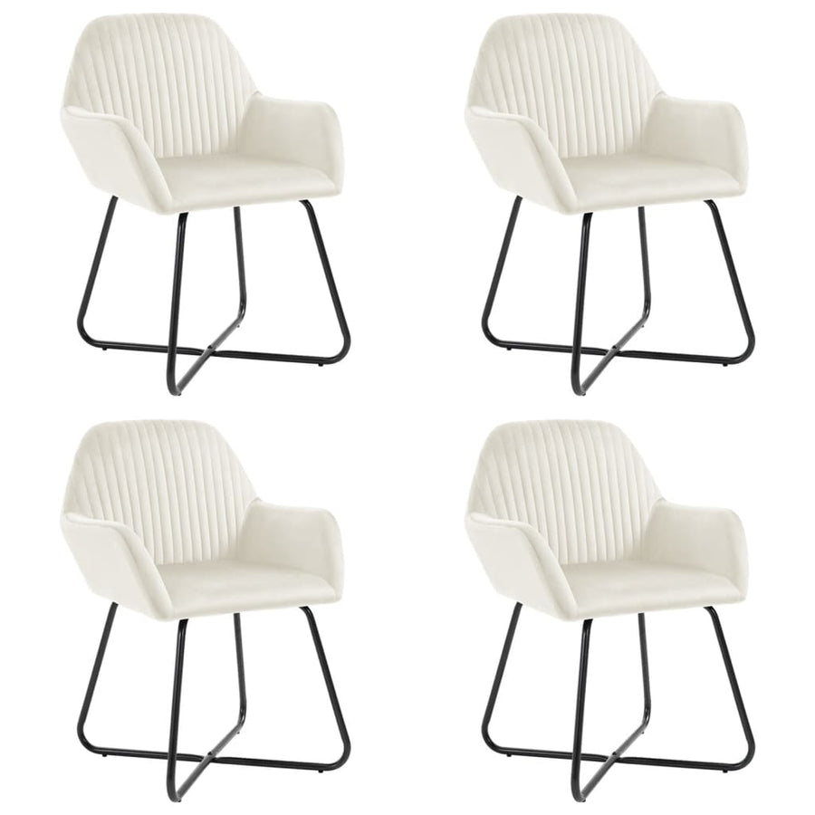 Eetkamerstoelen 4 St Fluweel Crèmekleurig