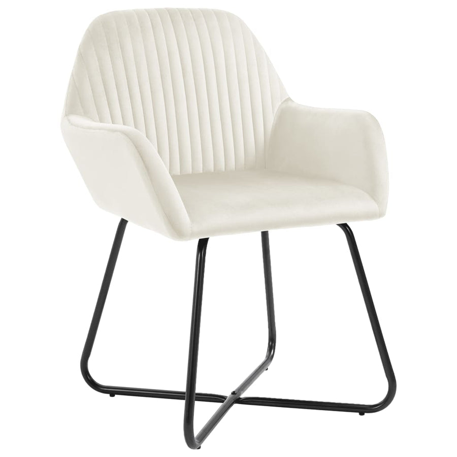 Eetkamerstoelen 4 St Fluweel Crèmekleurig