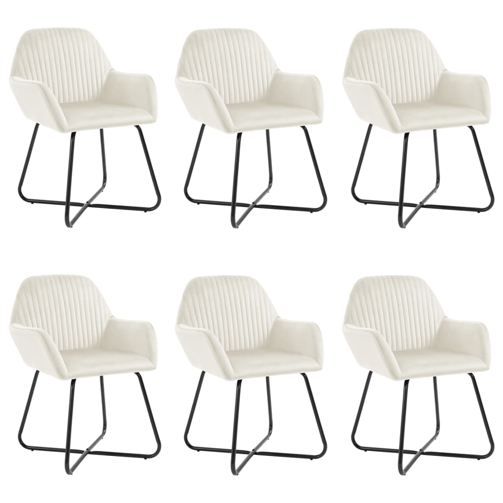 Eetkamerstoelen 6 St Fluweel Crèmekleurig