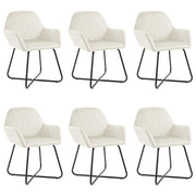Eetkamerstoelen 6 st fluweel crème 61x61x84 cm