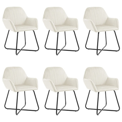 Eetkamerstoelen 6 St Fluweel Crèmekleurig