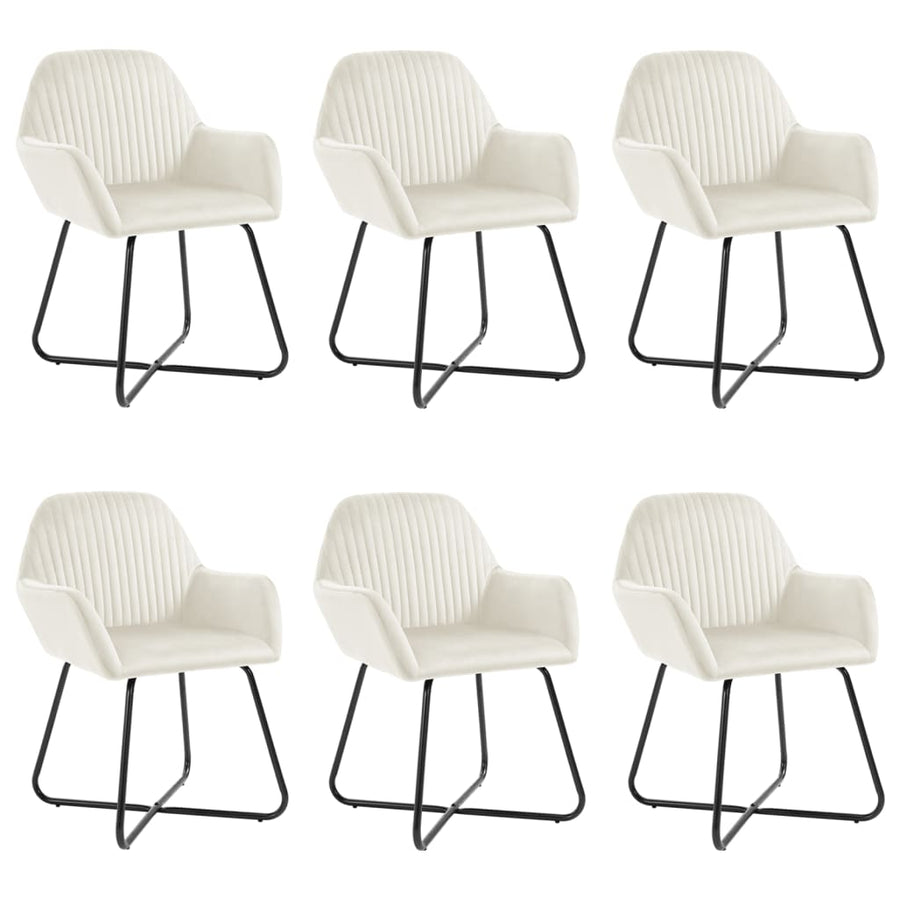 Eetkamerstoelen 6 St Fluweel Crèmekleurig
