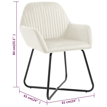 Eetkamerstoelen 6 St Fluweel Crèmekleurig