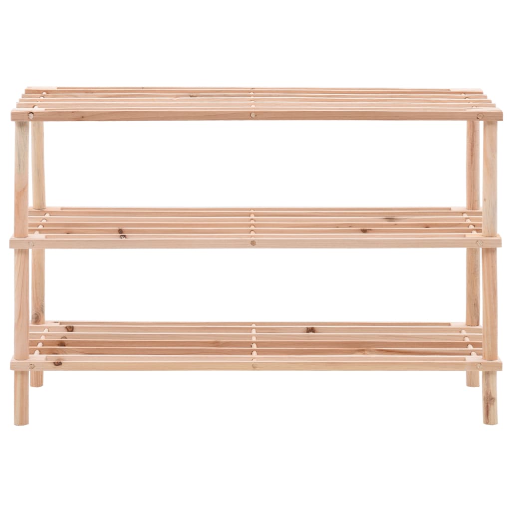 Schoenenrek met 3 schappen 2 st massief vurenhout 1 74 x 26 x 48.5 cm