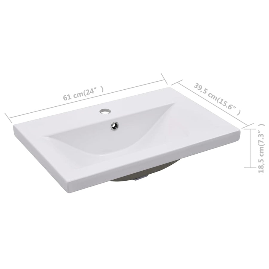 Inbouwwastafel 61X39,5X18,5 Cm Keramiek Wit 61 x 39.5 x 18.5 cm