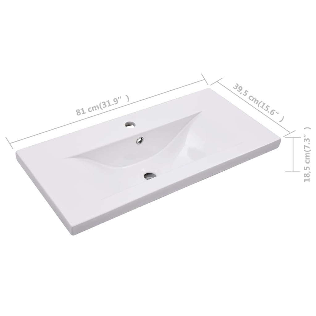 Inbouwwastafel 81X39,5X18,5 Cm Keramiek Wit 81 x 39.5 x 18.5 cm