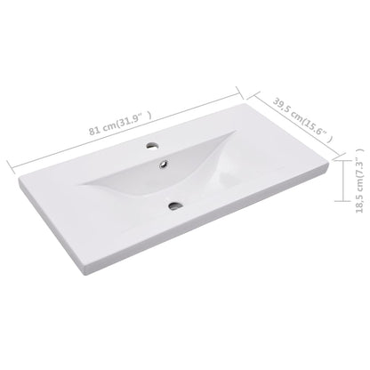 Inbouwwastafel 81X39,5X18,5 Cm Keramiek Wit 81 x 39.5 x 18.5 cm