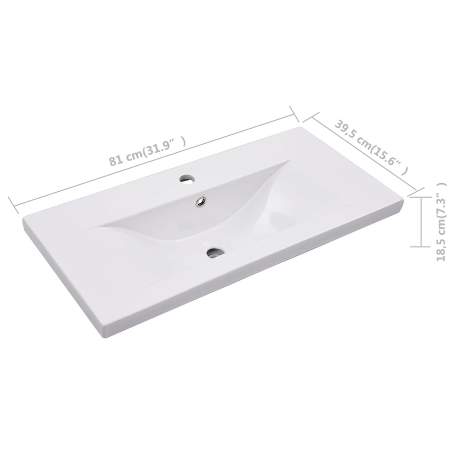 Inbouwwastafel 81X39,5X18,5 Cm Keramiek Wit 81 x 39.5 x 18.5 cm