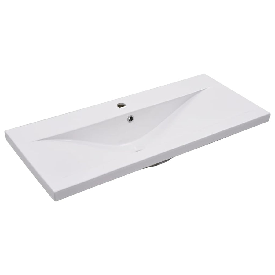 Inbouwwastafel 91X39,5X18,5 Cm Keramiek Wit 91 x 39.5 x 18.5 cm