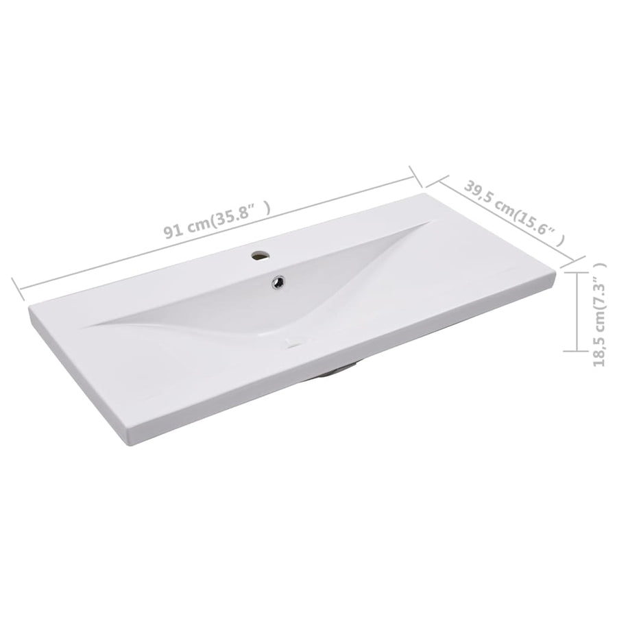 Inbouwwastafel 91X39,5X18,5 Cm Keramiek Wit 91 x 39.5 x 18.5 cm