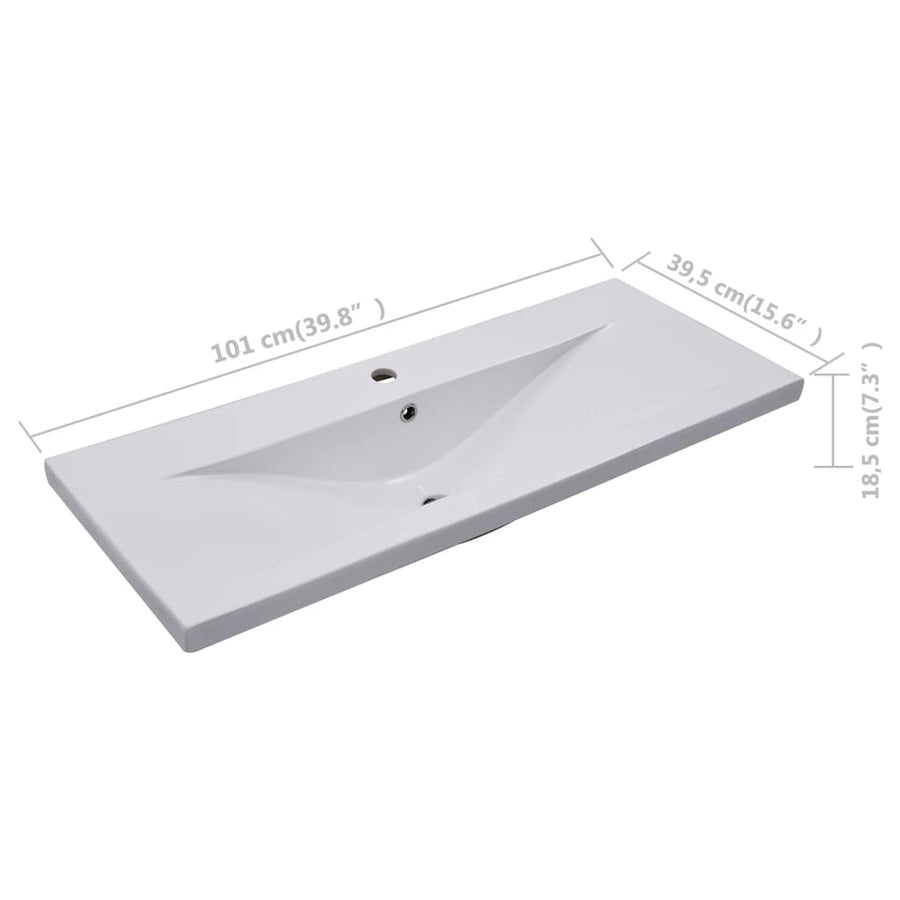 Inbouwwastafel 101X39,5X18,5 Cm Keramiek Wit 101 x 39.5 x 18.5 cm