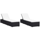 Ligbedden poly rattan 2 stuks zwart 195x60x31 cm