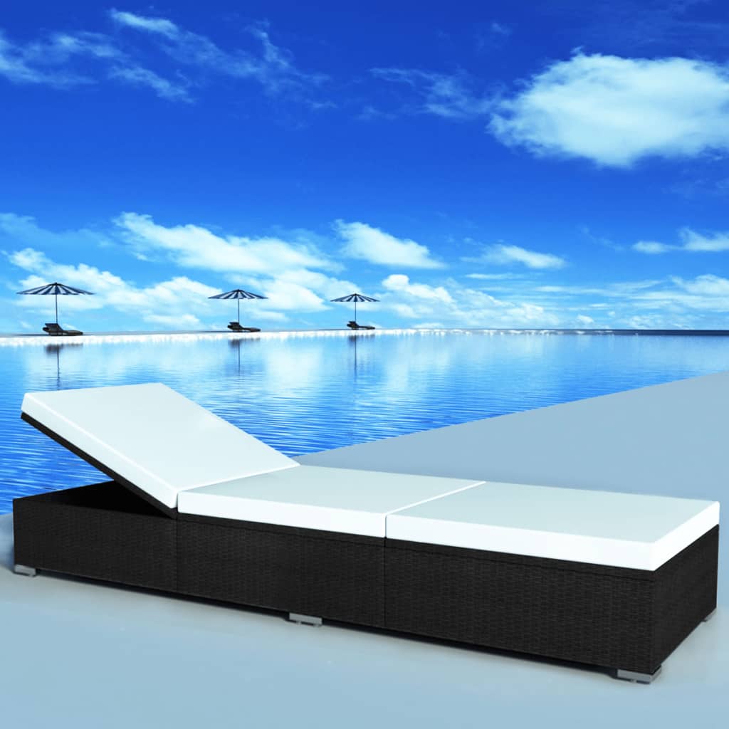 Ligbedden Met Kussens 2 St Poly Rattan Zwart