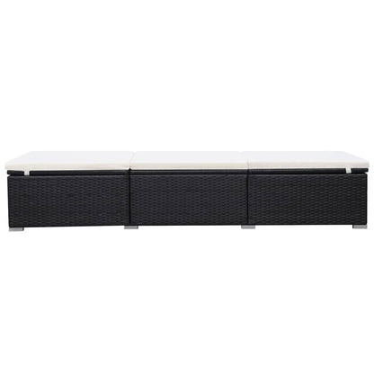 Ligbedden Met Kussens 2 St Poly Rattan Zwart