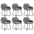 Eetkamerstoelen 6 st donkergrijs stof