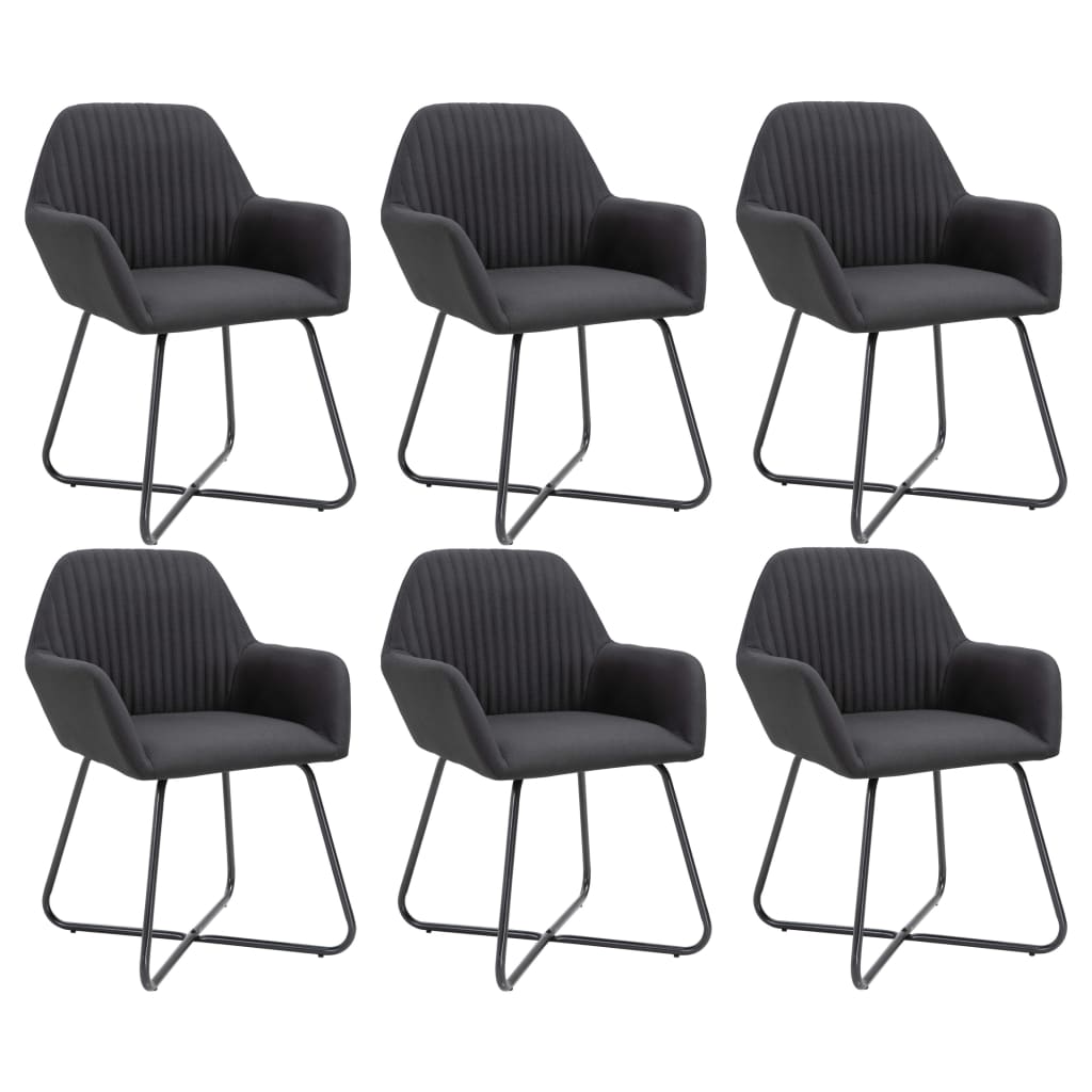 Eetkamerstoelen Stof 6 Zwart
